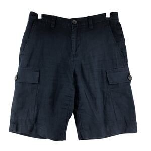 Michael Kors Mens Size 30 Cargo Shorts 10.5 in Inseam Linen Stretch Navy Blue